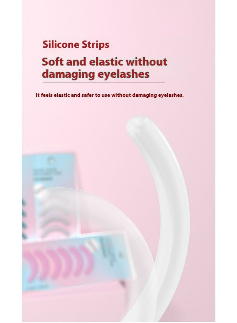 مكبس رموش من الفولاذ المقاوم للصدأ مع 6 وسادات إعادة تعبئة وردية، مكبس رموش بدون ألم بمقبض من السيليكون، تصميم مريح، يناسب جميع أشكال وأحجام العيون، مكبس رموش محمول للنساء (وردي) - Image 5